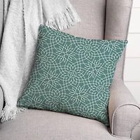 Teal Florals Throw Pillow