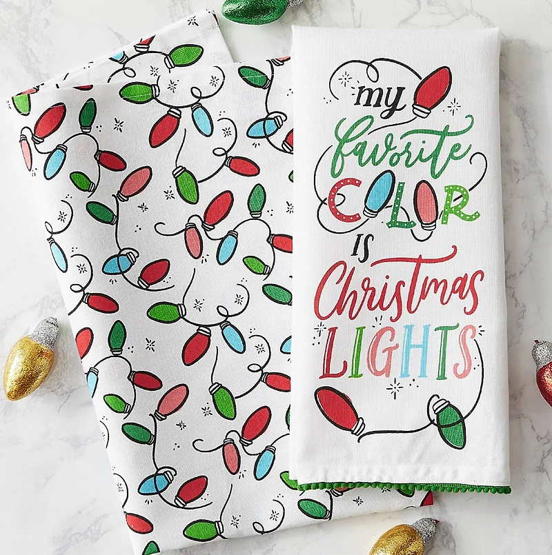 DII® Christmas Lights Printed Dishtowel Set