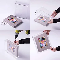 Wexel Art 2" Depth Iridescent Rainbow UV Grade Acrylic Shadowbox with White Linen Stretched Canvas