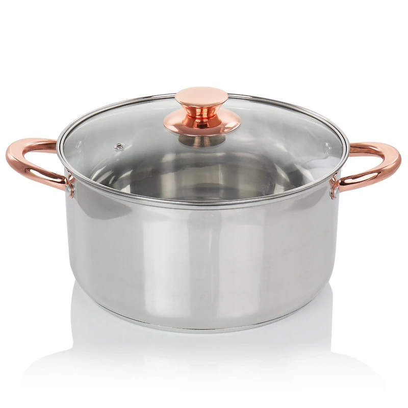 Gibson Home® Ansonville 8-Piece Stainless Steel Cookware Set with Rose Gold Handles