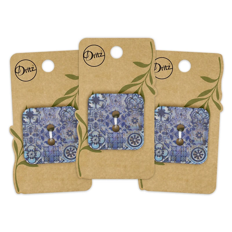 Dritz® 35mm Blue Sustainable Coconut Square Button, 3ct.