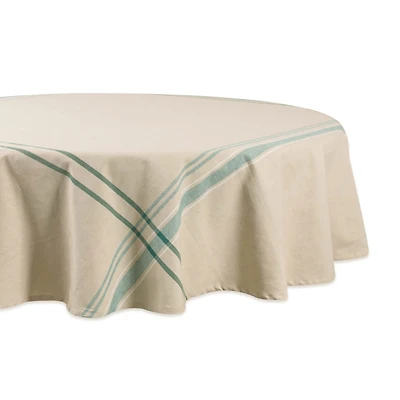 DII® 70" Round Teal French Stripe Tablecloth