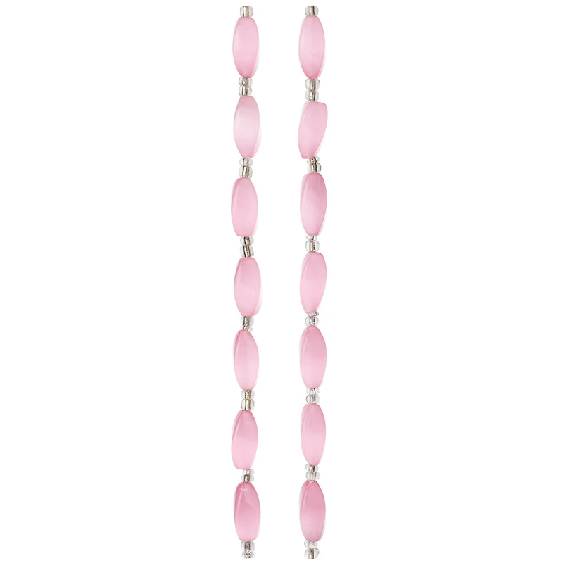 12 Pack: Pink Cat's Eye Glass Twist Beads, 16mm by Bead Landing™
