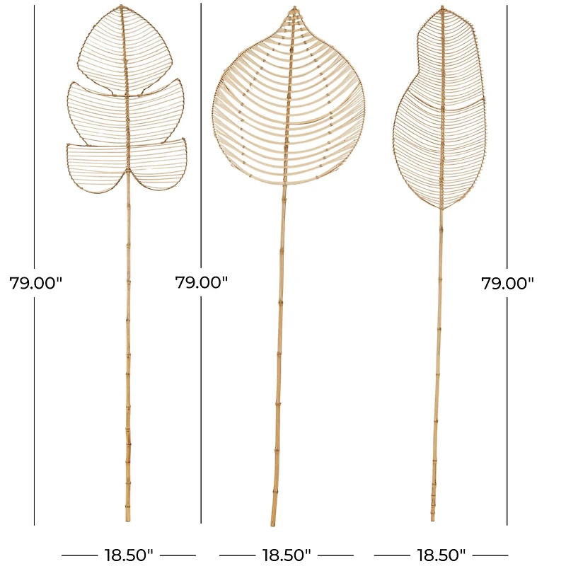 79" Brown Rattan Leaf Handmade Palm Leaf