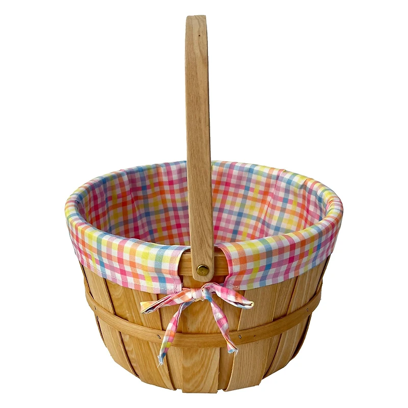 Plaid Fabric Lined Chipwood Easter Basket by Ashland