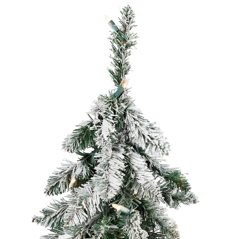 6ft. Pre-Lit Pencil Flocked Alpine Artificial Christmas Tree, Clear Lights