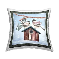 Stupell Industries Winter Birds & Snowflakes Throw Pillow