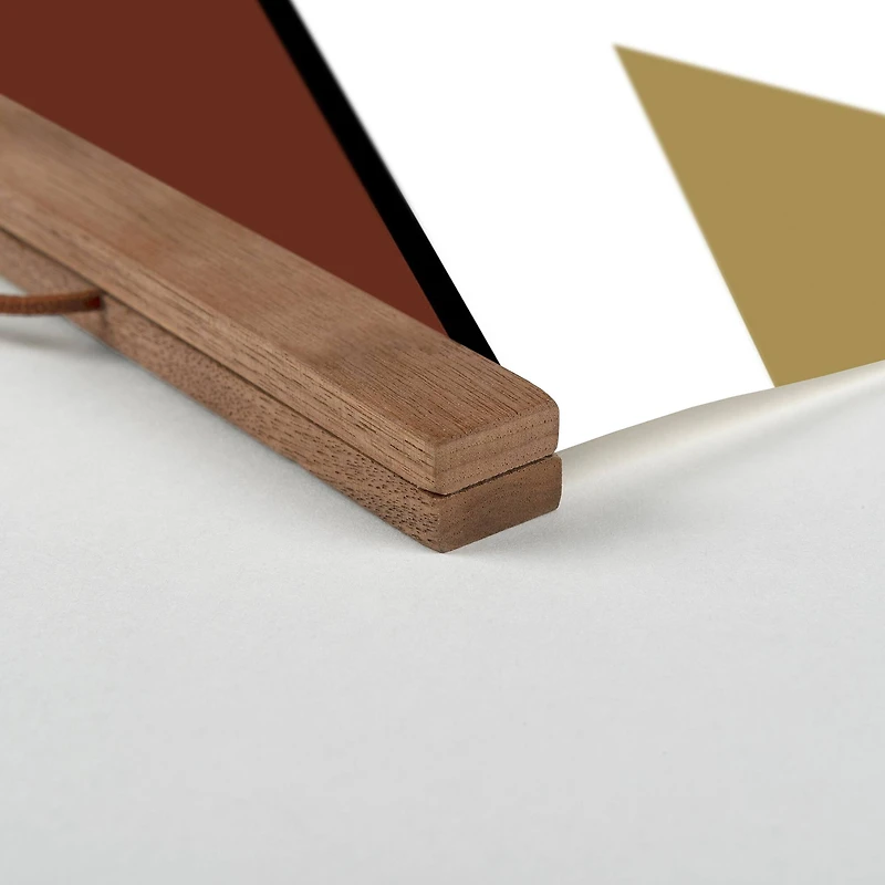 Mud Cloth Triangles 16" x 16" Teak Hanging Canvas