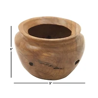 9" Natural Brown Wood Decorative Bowl
