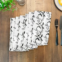 Black Leaf Stripes 10" x 10" Cotton Twill Napkin