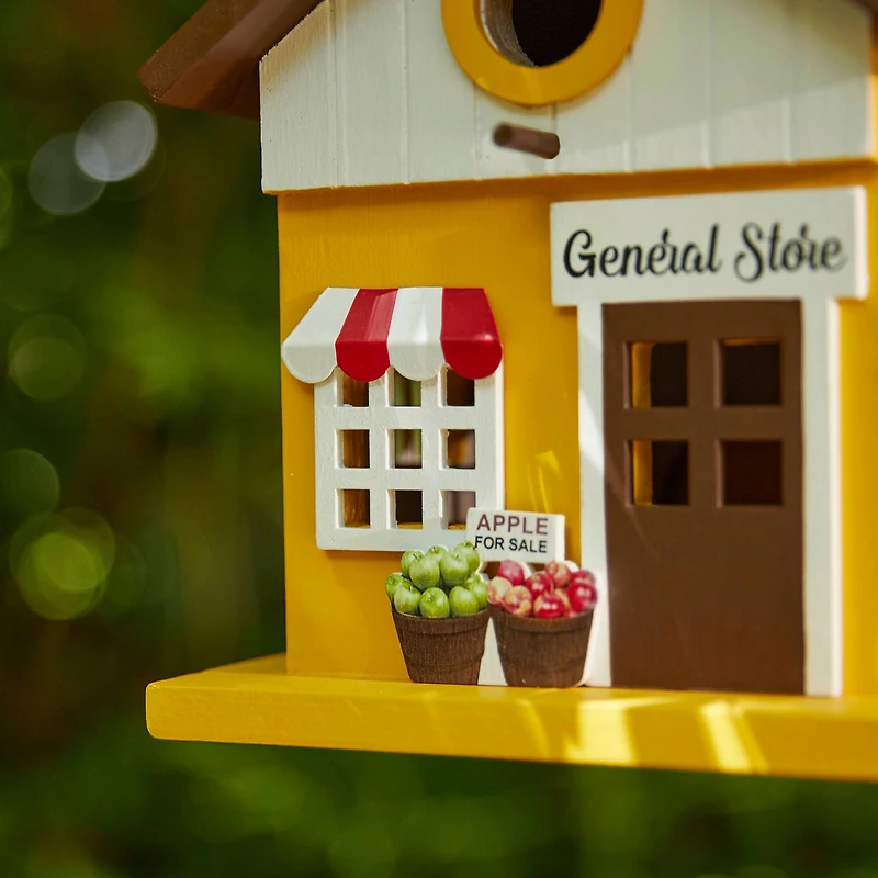 Glitzhome® 9.5" Modern Yellow Wood General Store Birdhouse