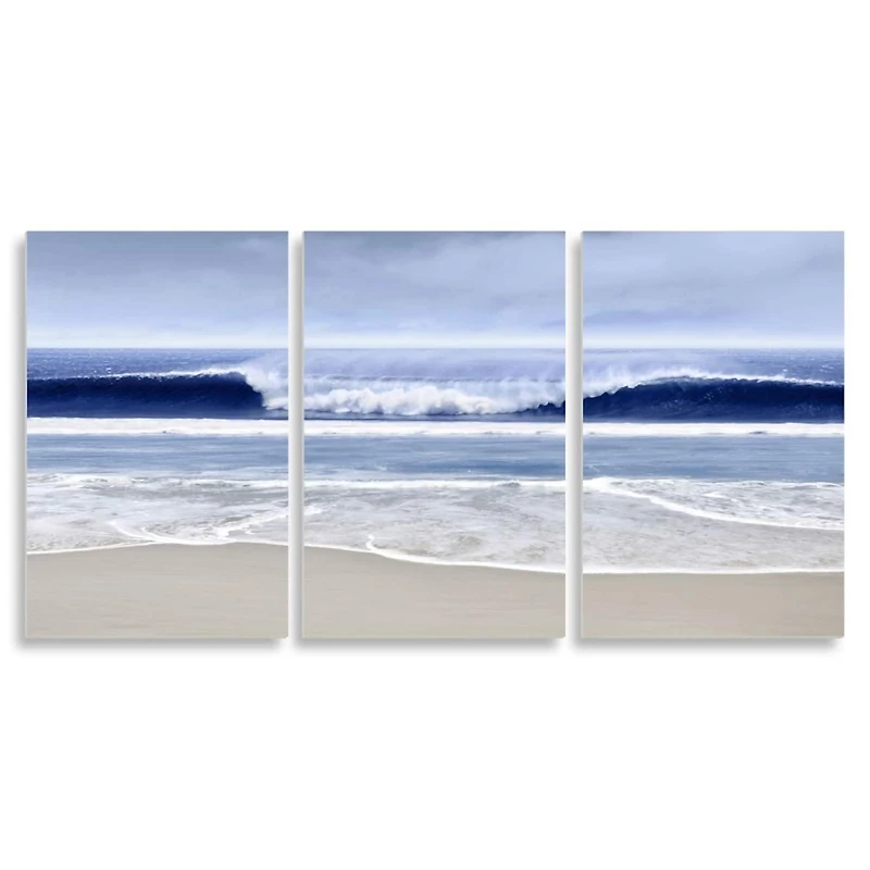 Stupell Industries Beach Wave Cresting at Shore Blue Nautical Landscape,11" x 17"