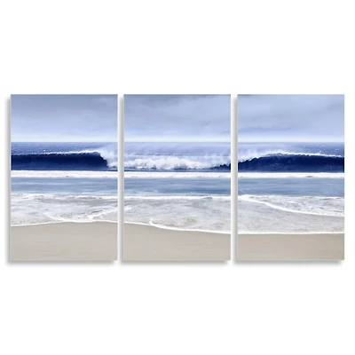 Stupell Industries Beach Wave Cresting at Shore Blue Nautical Landscape,11" x 17"