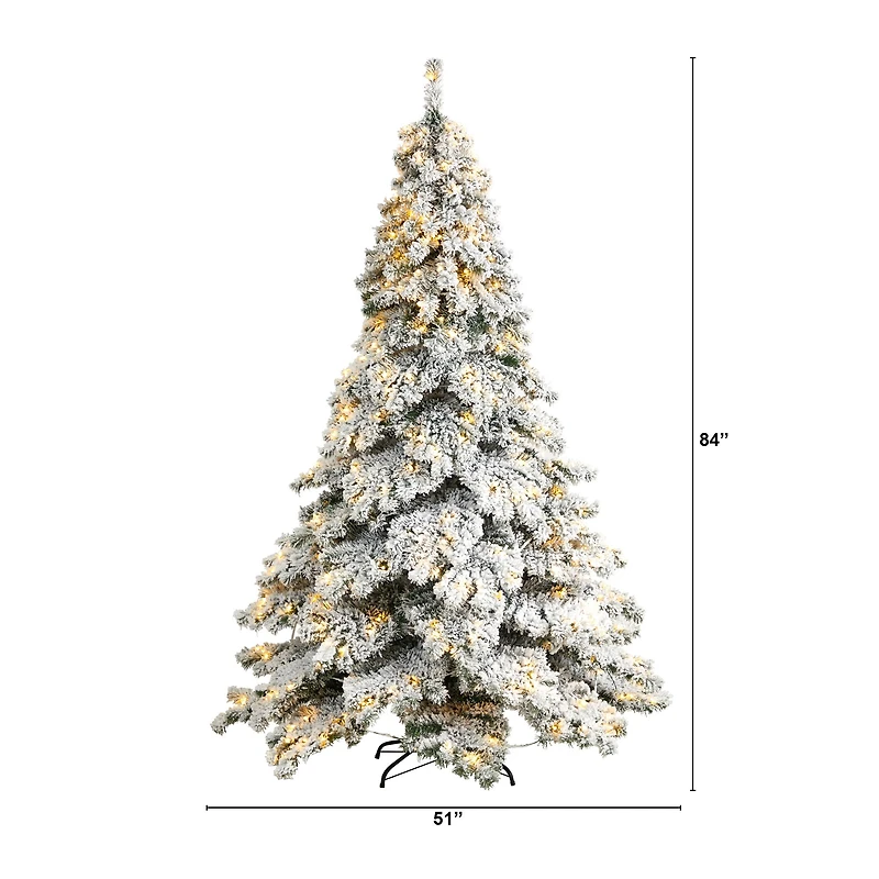 7ft. Pre-Lit Flocked Austria Fir Artificial Christmas Tree, White LED Lights