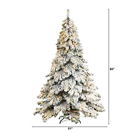 7ft. Pre-Lit Flocked Austria Fir Artificial Christmas Tree, White LED Lights
