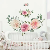 RoomMates Pink Roses Peel & Stick Giant Wall Decals