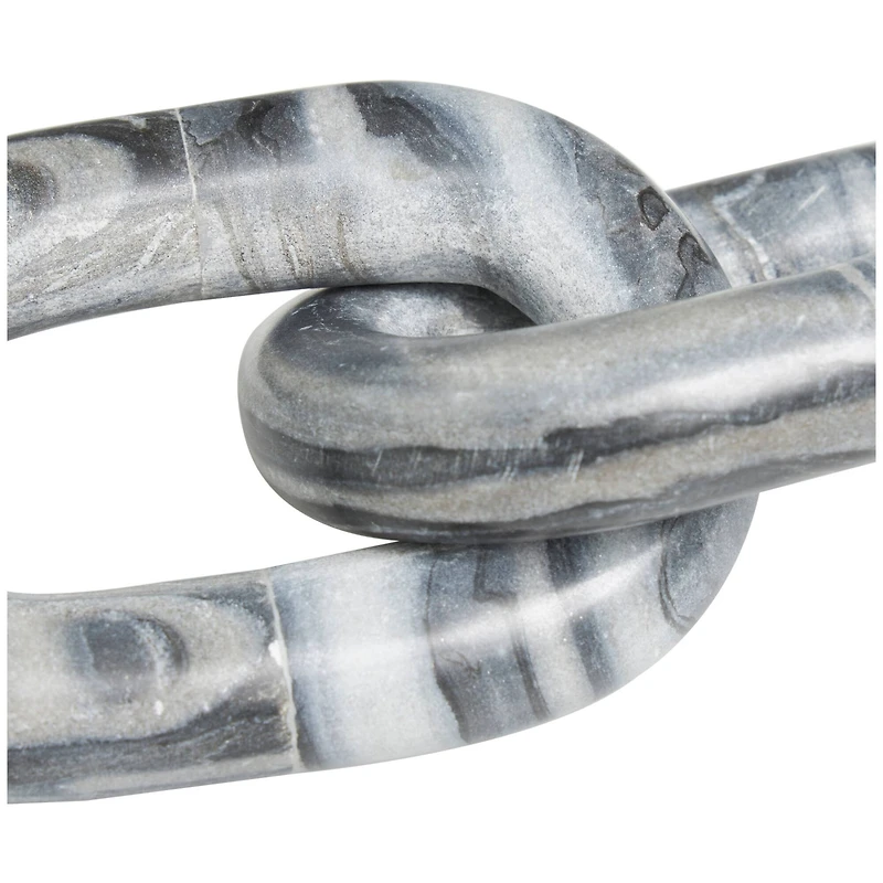 9" Gray Marble Geometric 2 Link Chain Sculpture Décor