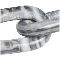 9" Gray Marble Geometric 2 Link Chain Sculpture Décor