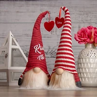 13.5" Lighted Red & White Striped Hat Valentine's Day Gnome