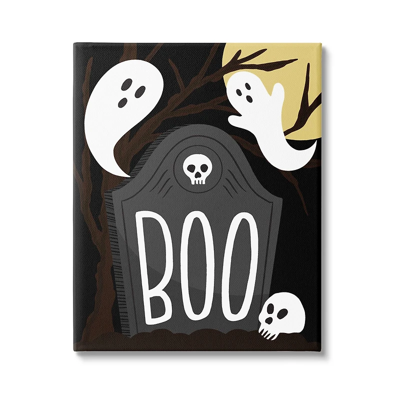 Stupell Industries Boo Haunted Night Gravestone Canvas Wall Art