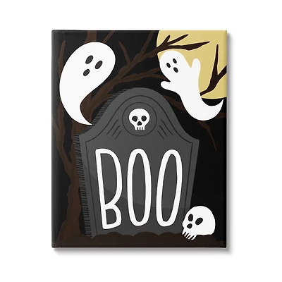 Stupell Industries Boo Haunted Night Gravestone Canvas Wall Art