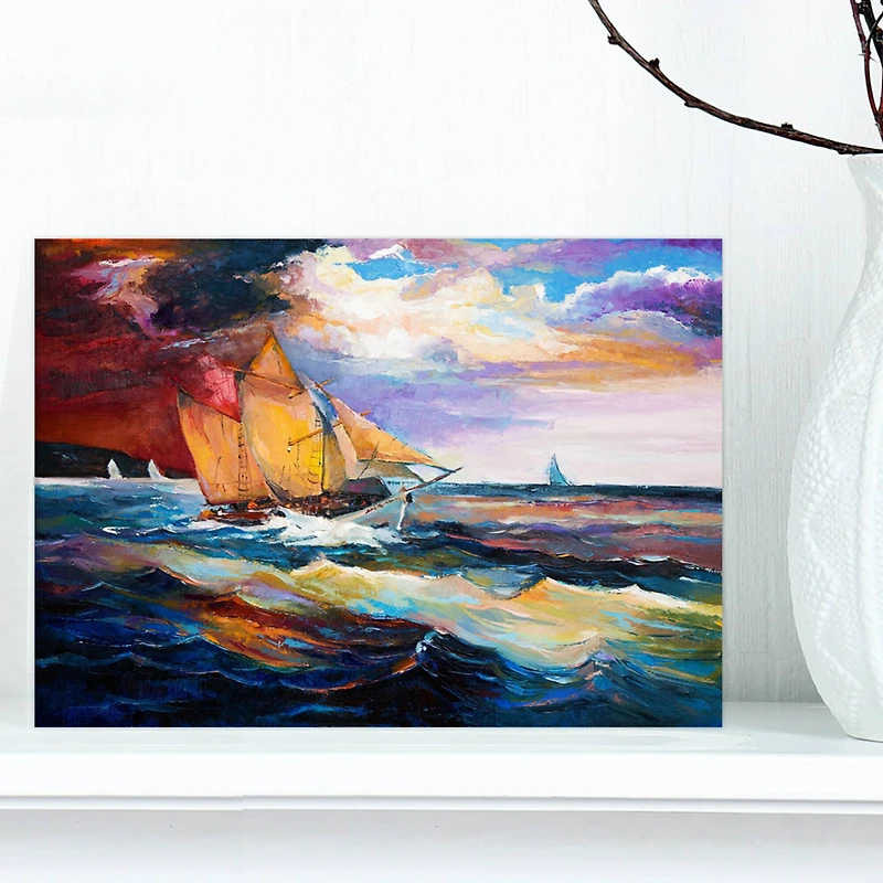 Designart - Sailship in Sea waves