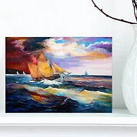 Designart - Sailship in Sea waves