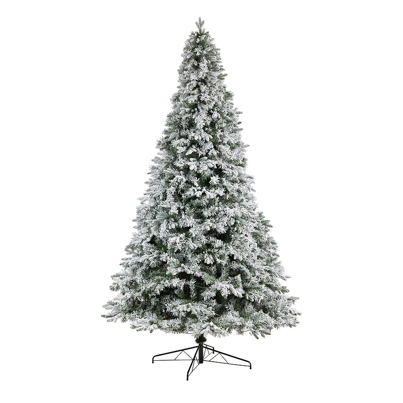 10ft. Pre-Lit Flocked Vermont Mixed Pine Artificial Christmas Tree, Clear LED Lights