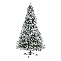 10ft. Pre-Lit Flocked Vermont Mixed Pine Artificial Christmas Tree, Clear LED Lights