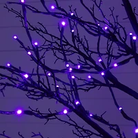 8ft. Pre-Lit Halloween Deluxe Black Twig Artificial Tree with 216 Orange & Purple LED Lights
