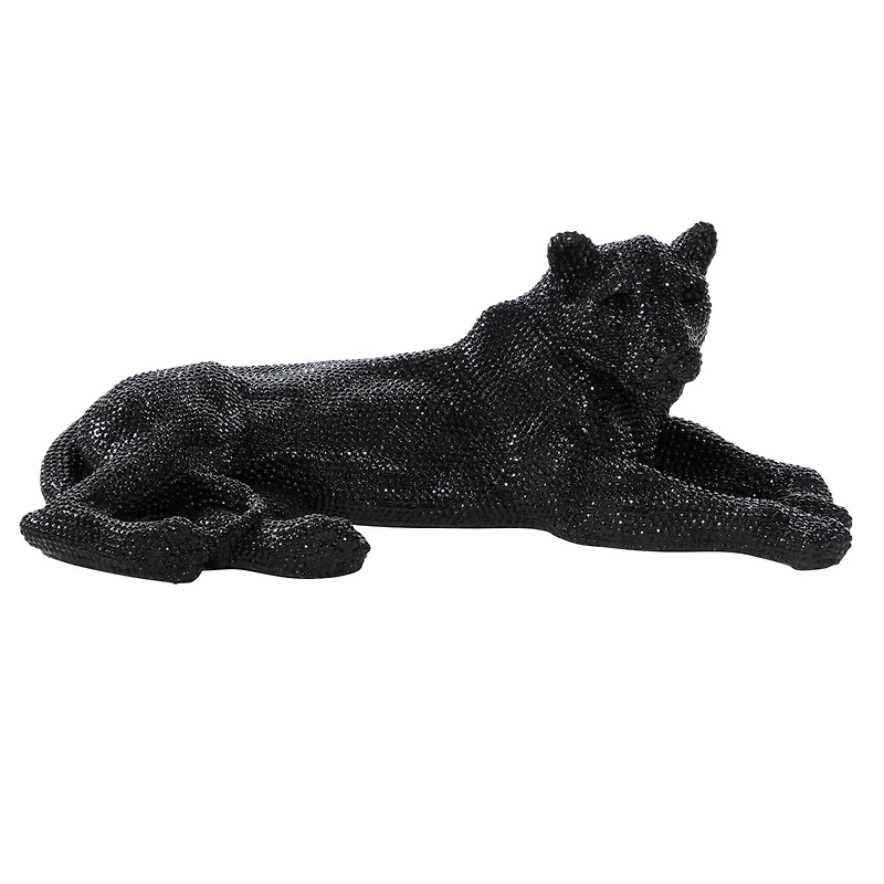 39" Black Glam Leopard Sculpture