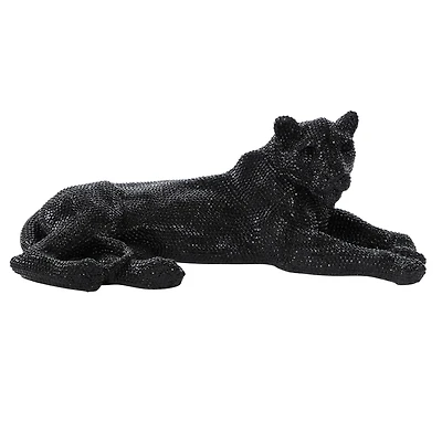 39" Black Glam Leopard Sculpture