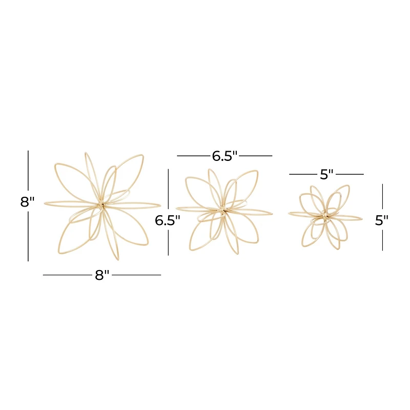 CosmoLiving by Cosmopolitan Gold Metal Abstract Flower Sculpture Set