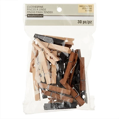12 Packs: 30 ct. (360 total) 2" Natural Mix Clothespin Embellishments by Recollections™ 