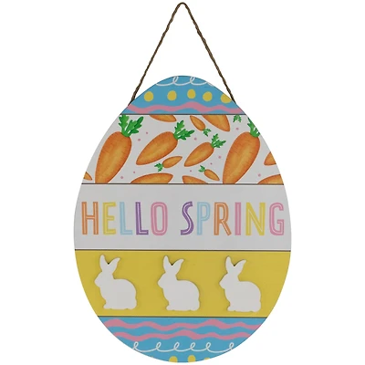 Hello Spring Colorful Easter Egg Wooden Wall Sign