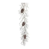 5.25ft. Christmas Iced Twig Pinecone Garland