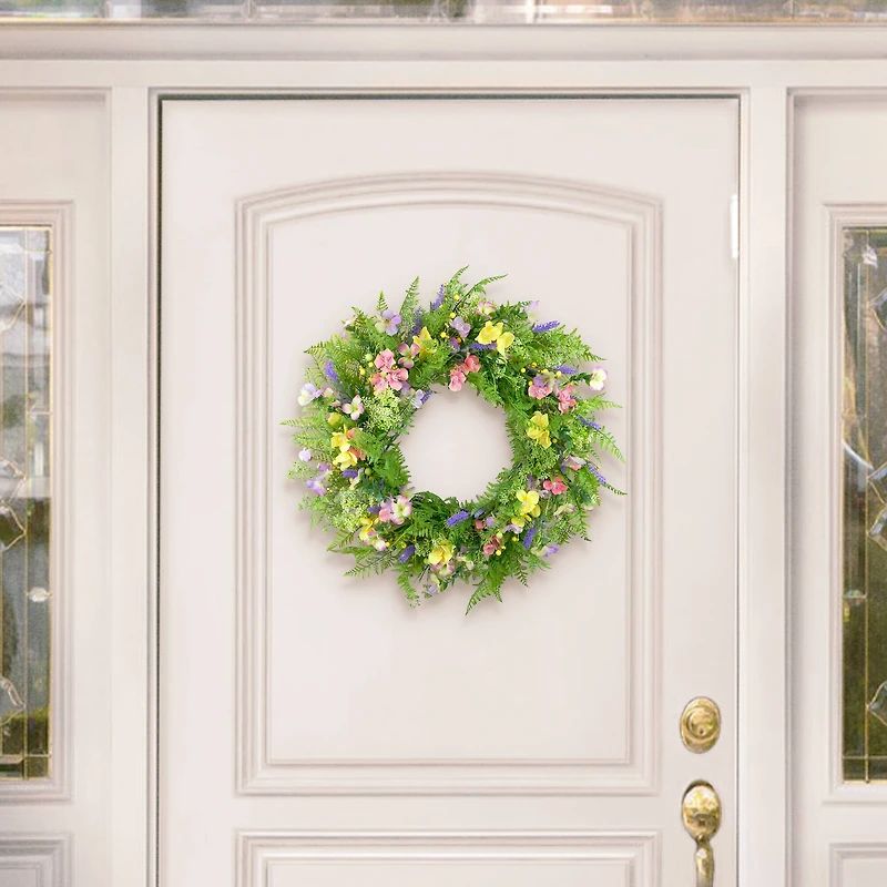 30" Artificial Dogwood & Lavender Floral Spring Wreath
