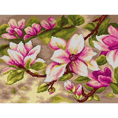 Orchidea Needlepoint Canvas For Halfstitch Without Yarn Blooming Magnolia - Printed Tapestry Canvas