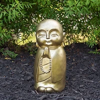 11.5" Golden Buddhist Monk Outdoor Garden Statue