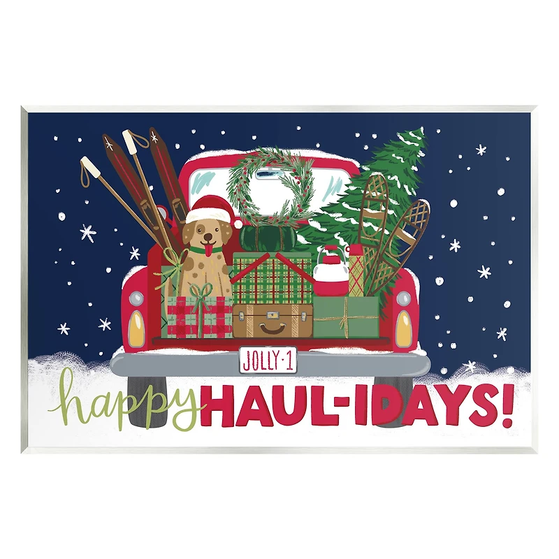 Stupell Industries Happy Haul-idays Christmas Gift Truck Wall Plaque Art