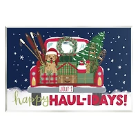 Stupell Industries Happy Haul-idays Christmas Gift Truck Wall Plaque Art