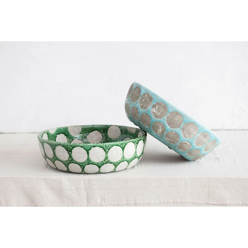 Hello Honey® 16" Decorative Terra-Cotta Bowl with Wax Relief Dots