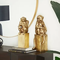 Set of 2 Gold Resin Glam Sculpture, 18" x 7" x 6"