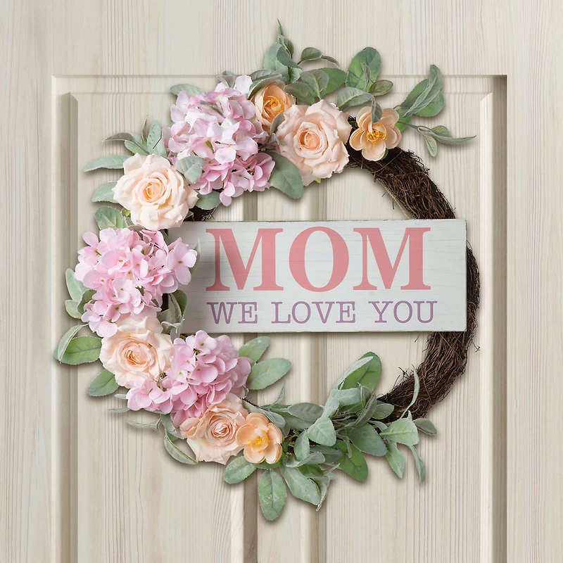 Glitzhome® 22" Mother's Day Floral Wreath