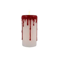 6" Red & White Dripping LED Wax Pillar Candle by Ashland®