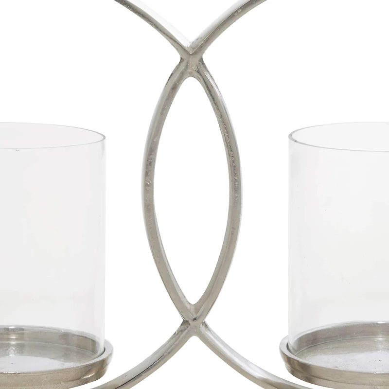 26'' Silver Aluminum Contemporary Candle Holder