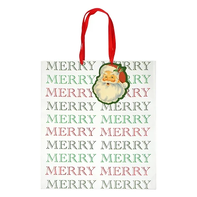 Jumbo White, Red & Green Merry Merry Gift Bag by Celebrate It™