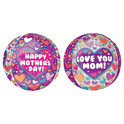 Orbz® 16" Happy Mother's Day Hearts Foil Balloon
