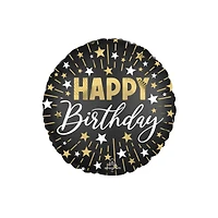 17" Black, Silver & Gold Birthday Balloon
