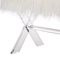 Glitzhome® 25.5" White Faux Fur Acrylic Bench